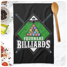Aangepaste Billiards NAME Cue Rack Pool Room Theedoek