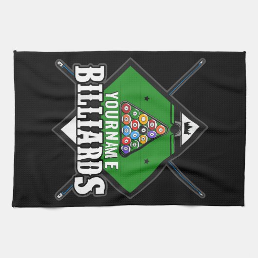 Aangepaste Billiards NAME Cue Rack Pool Room Theedoek (Horizontaal)