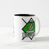 Aangepaste Billiards NAME Cue Rack Pool Room Tweekleurige Koffiemok (Voorkant rechts)