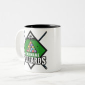 Aangepaste Billiards NAME Cue Rack Pool Room Tweekleurige Koffiemok (Voorkant links)