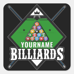 Aangepaste Billiards NAME Cue Rack Pool Room Vierkante Sticker