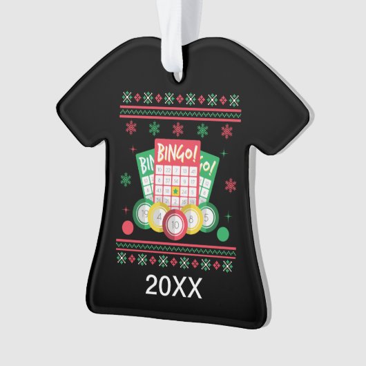 Aangepaste Bingo Player Ugly Xmas Sweater Ornament (voorkant)
