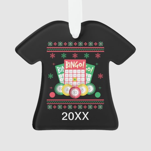 Aangepaste Bingo Player Ugly Xmas Sweater Ornament (achterkant)