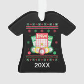 Aangepaste Bingo Player Ugly Xmas Sweater Ornament (voorkant)