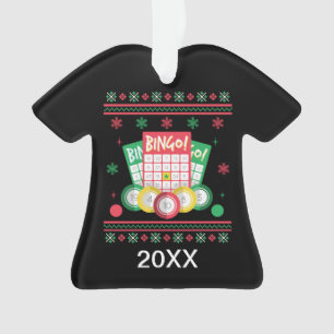 Aangepaste Bingo Player Ugly Xmas Sweater Ornament