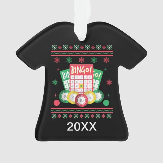 Aangepaste Bingo Player Ugly Xmas Sweater Ornament (voorkant)