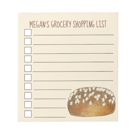 Aangepaste binnenrollen op de lijst met kruidenier notitieblok (Voorkant)