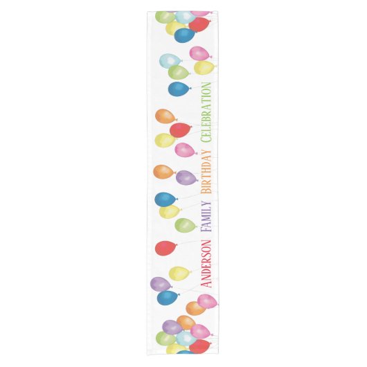 Aangepaste Birthday Balloons Table Runner Korte Tafelloper (Voorkant)