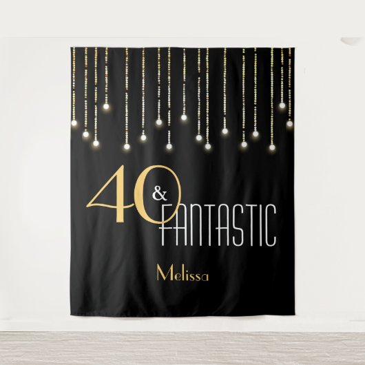 Aangepaste Birthday Black Gold Photo Booth Backdro Wandkleed (Voorkant)