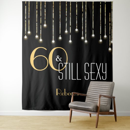 Aangepaste Birthday Black Gold Photo Booth Backdro Wandkleed (In situ)