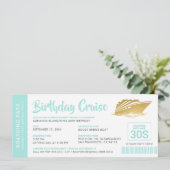 Aangepaste Birthday Cruise Boarding Pass Blauwgroe (Staand voorkant)