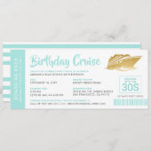 Aangepaste Birthday Cruise Boarding Pass Blauwgroe (Voorkant / Achterkant)