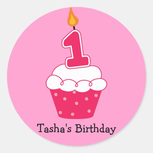 Aangepaste Birthday Cupcake Stickers (Voorkant)