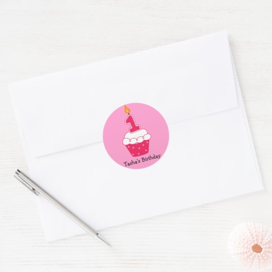 Aangepaste Birthday Cupcake Stickers (Envelop)