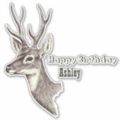 Aangepaste 'Birthday Deer' Sticker (Voorkant)