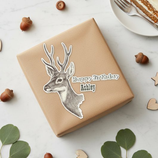 Aangepaste 'Birthday Deer' Sticker