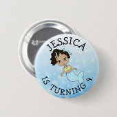 Aangepaste Birthday girl Blue Mermaid Button (Voorkant /achterkant)