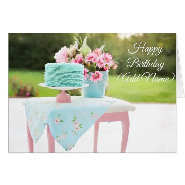 Aangepaste Birthday Kaart Floral Chic (Voorkant Horizontaal)