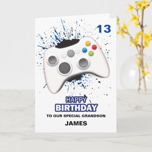 Aangepaste Birthday-kaart voor gamecontrollers Kaart (Gele Bloem)