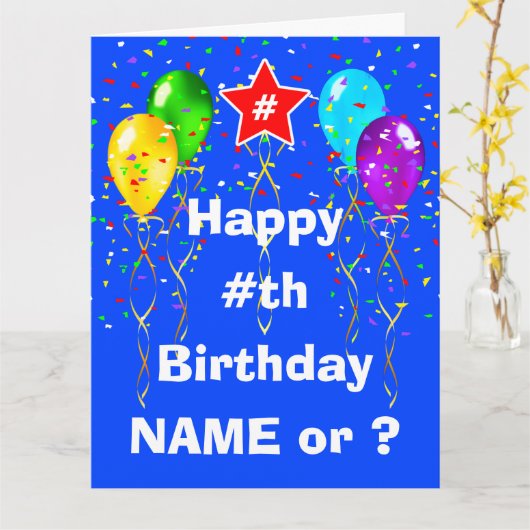 Aangepaste 'Birthday'-kaarten op leeftijd, groot o Kaart (Gele Bloem)