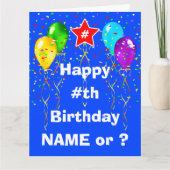 Aangepaste 'Birthday'-kaarten op leeftijd, groot o Kaart (Voorkant)