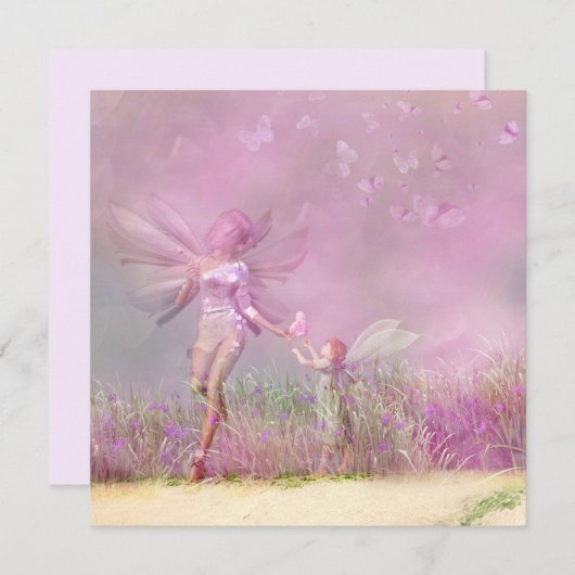 Aangepaste Birthday Modern Girly Pink Fairies (Voorkant / Achterkant)