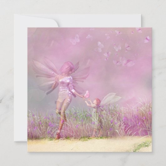 Aangepaste Birthday Modern Girly Pink Fairies (Voorkant)