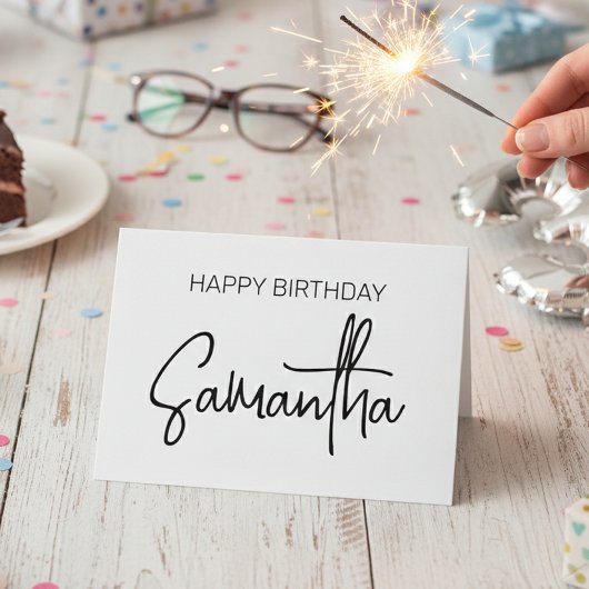 Aangepaste Birthday Monogram naam Calligrafie Kaart