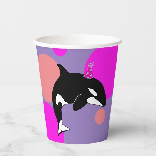 Aangepaste Birthday Orca Killer Whale Papieren Bekers (Voorkant)