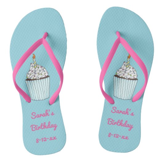 Aangepaste Birthday Party Cake Cupcake Candle Teenslippers (Voetbed)