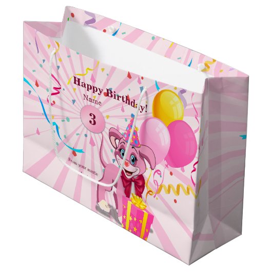 Aangepaste Birthday Puppy Cartoon Groot Cadeauzakje (Voorkant Gekanteld)