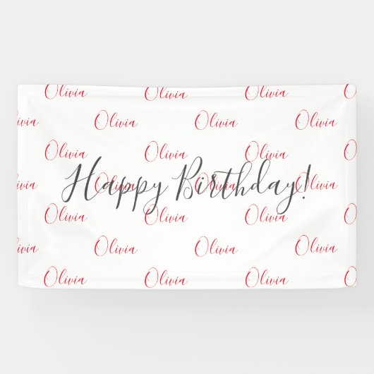 Aangepaste Birthday Red Name Banner (Horizontaal)