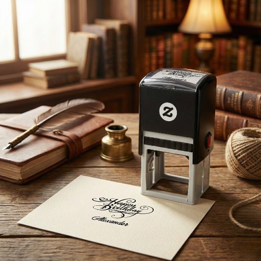 Aangepaste Birthday Self Inking Rubber Stamp Zelfinktende Stempel