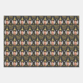 Aangepaste 'Birthday'-verlooppapier, zwart en goud Inpakpapier Vel (Voorkant 3)