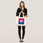 Aangepaste biseksualiteit vlag Drawstring Grote Tote Bag (Voorkant (model))