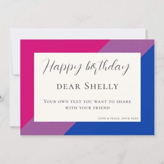 Aangepaste biseksuele vlag verjaardag felicitatie  feestdagenkaart (Voorkant)