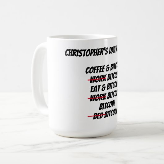 Aangepaste bitmunt koffiemok (Voorkant links)
