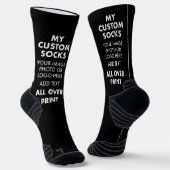 Aangepaste BLACK Alles boven Afdrukpoorten Sokken  (Gebogen)