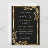 Aangepaste Black and Gold Wedding Invitation Sjabl (Voorkant)