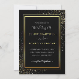 Aangepaste Black and Gold Wedding Invitation Sjabl