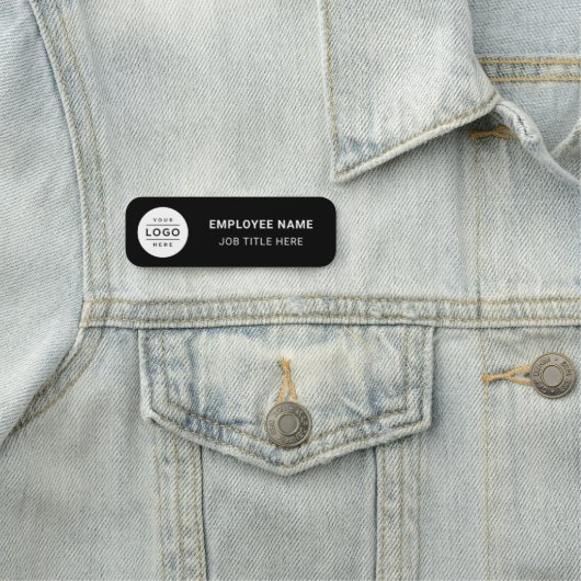 Aangepaste Black Business Logo-medewerker Naamplaatje (In situ)