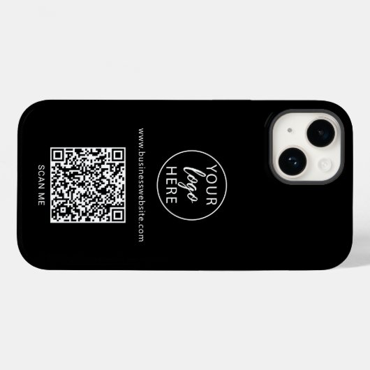 Aangepaste Black Business QR-code Case-Mate iPhone Case (Achterkant (horizontaal))