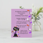 Aangepaste Black Cat verjaardagsfeestje uitnodigin Kaart (Staand voorkant)