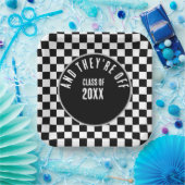 Aangepaste Black Checkered Graduation Party Papieren Bordje (Feest)