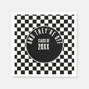 Aangepaste Black Checkered Graduation Party Servet