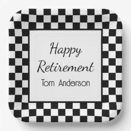Aangepaste Black Checkered Pensioenpartij Papieren Bordje