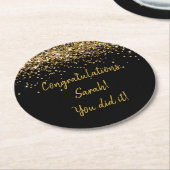 Aangepaste Black en Gold Graduation Party Sparkle Ronde Kartonnen Onderzetter (Gebogen)