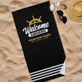 Aangepaste Black & Gold Boat Naam Welkom aan boord Strandlaken
