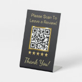 Aangepaste Black & Gold Business Review Stand Reclamebord Met Voetstuk (Voorkant)