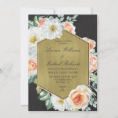 Aangepaste Black Gold en Rozen perzik bruiloft Kaart (Voorkant)